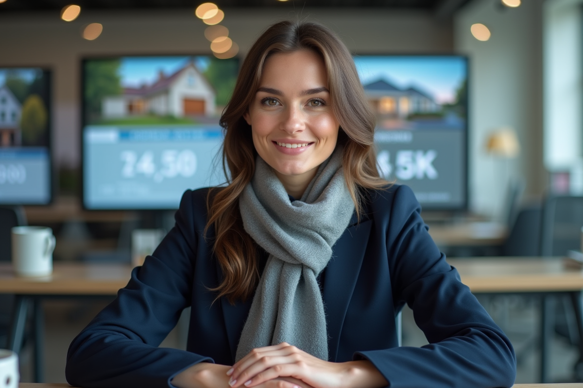 Jeune agent immobilier dans un bureau moderne
