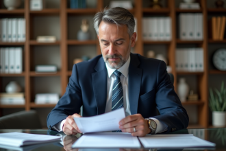 Conseiller financier en costume dans un bureau moderne