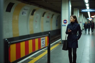Femme d affaires dans le métro parisien la nuit