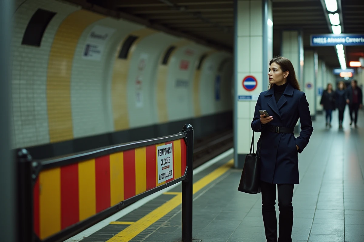 Femme d affaires dans le métro parisien la nuit