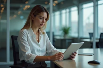 Femme professionnelle en réunion dans un bureau moderne