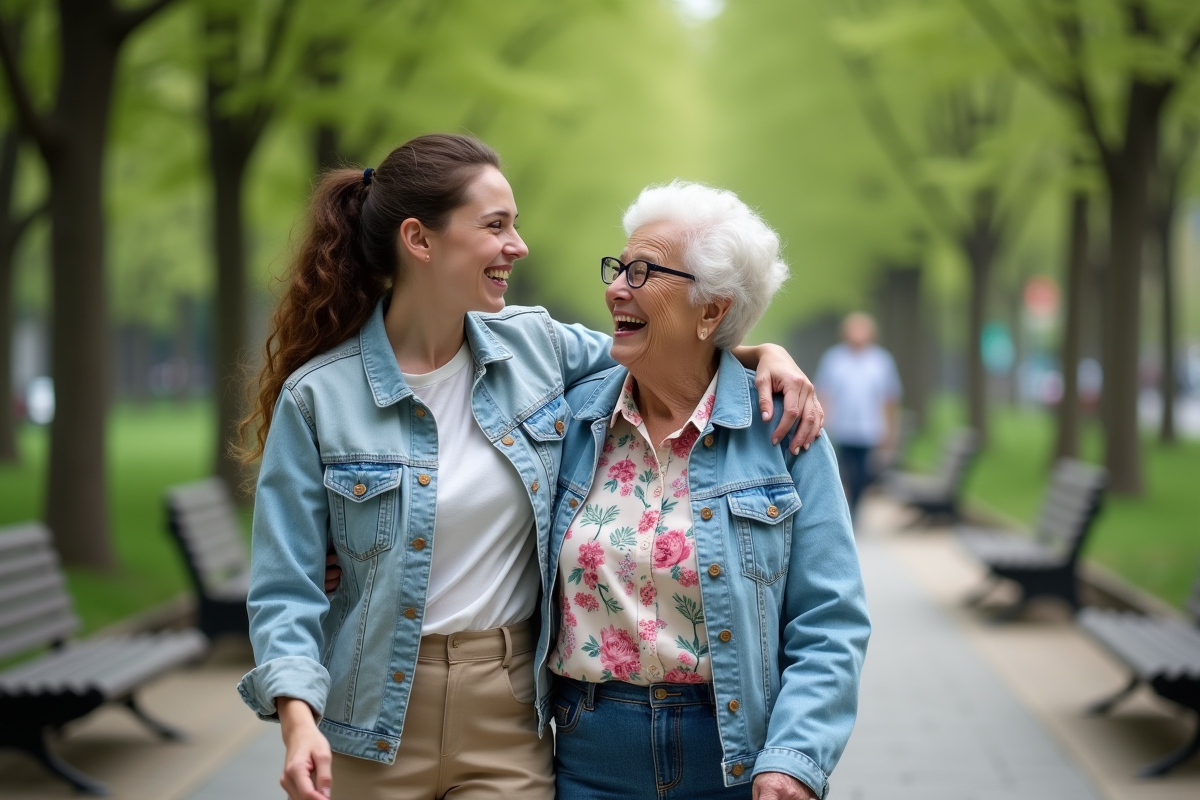 Fille et mère riant lors d