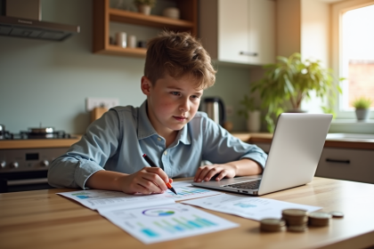 Jeune personne planifiant ses finances à la maison