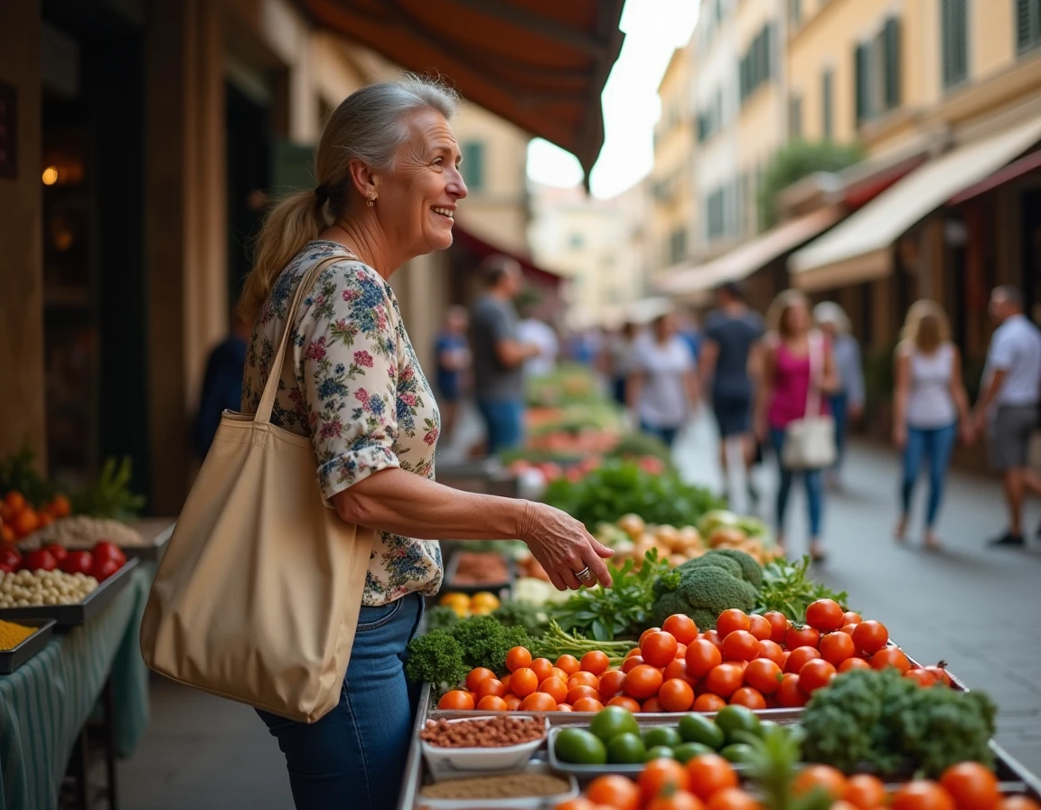 Femme faisant ses courses dans un marché de quartier populaire à Marseille, reflet du tissu social et commercial de la ville