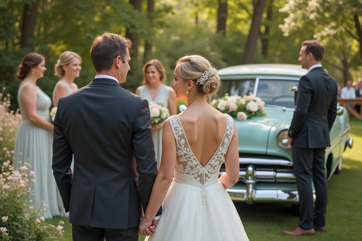 Cérémonie de mariage en plein air style vintage et moderne