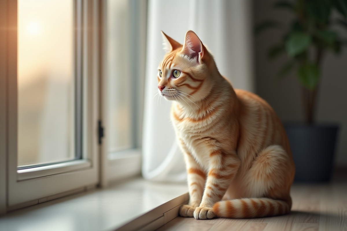 Portrait de chat beige près d