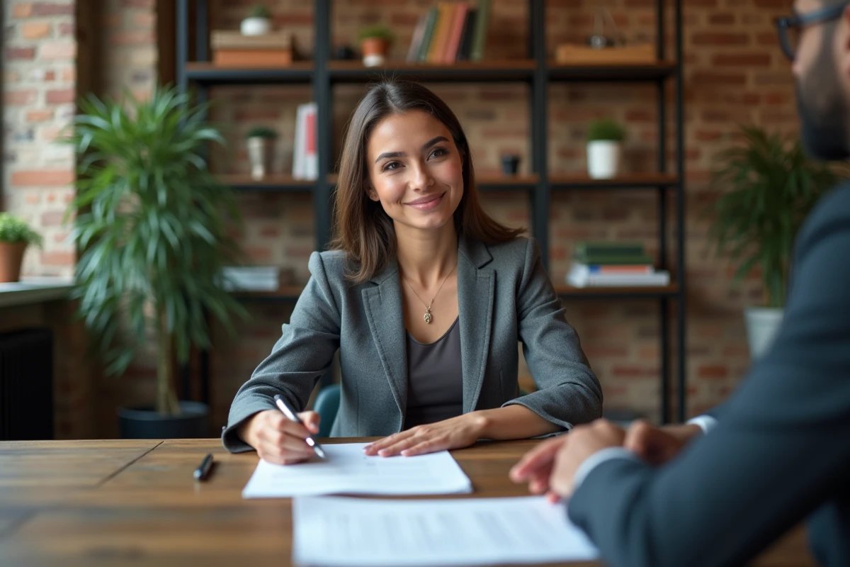 Femme professionnelle note un CV lors d’un entretien