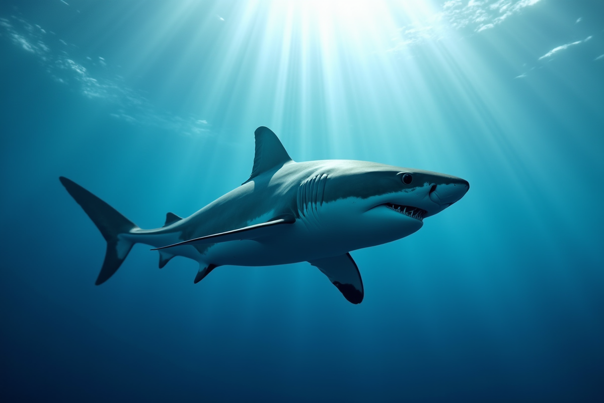 Requin blanc nageant dans l