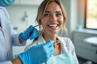 Patient souriant dans une clinique dentaire moderne