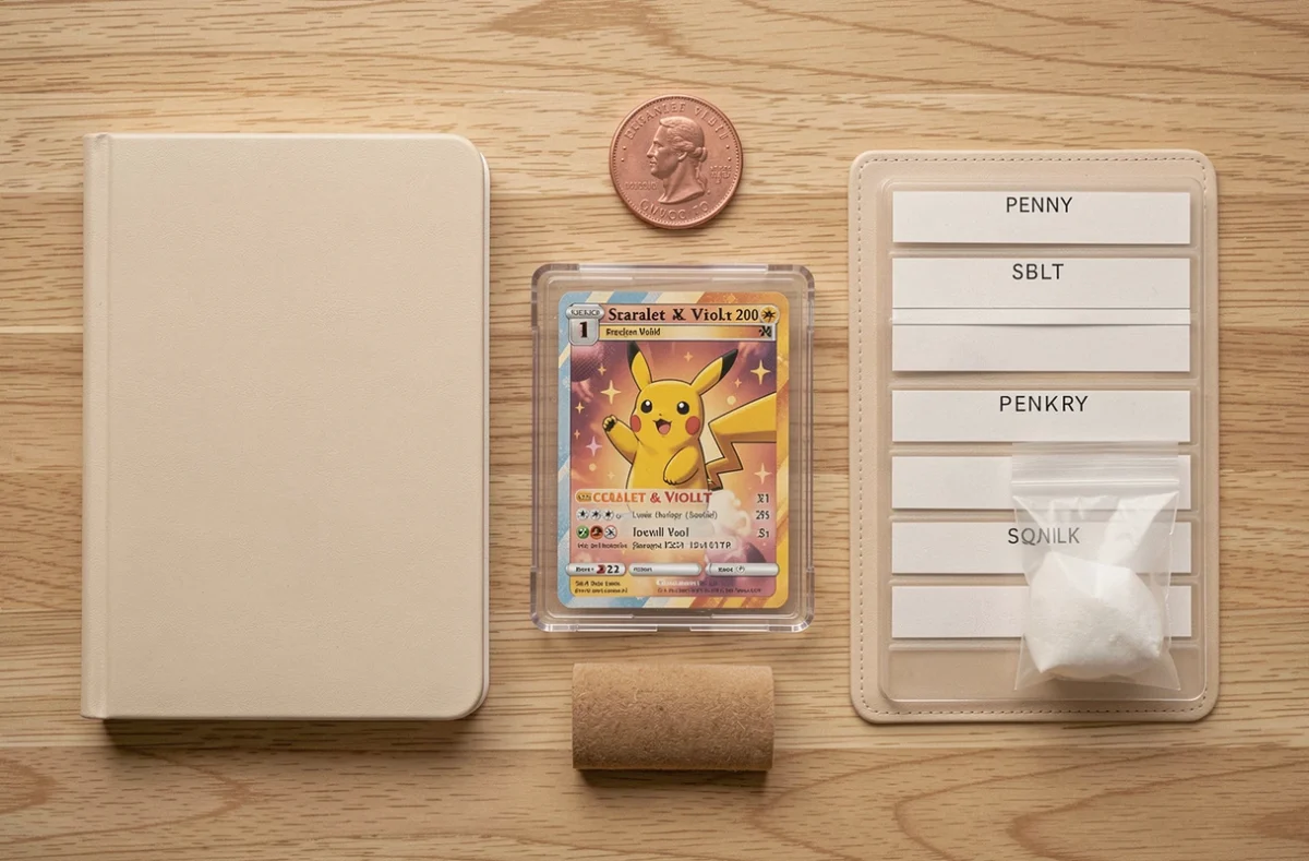 Accessoires de stockage pour carte Pikachu ex Étincelles Déferlantes : toploader, sleeve et classeur de collection