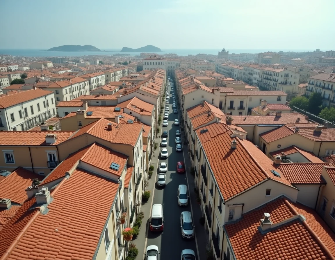 Vue panoramique sur les toits et les quartiers denses de Marseille illustrant la croissance urbaine et la densité démographique de la ville